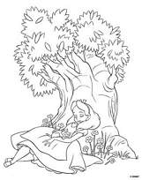 coloriage alice fait la sieste sous un arbre